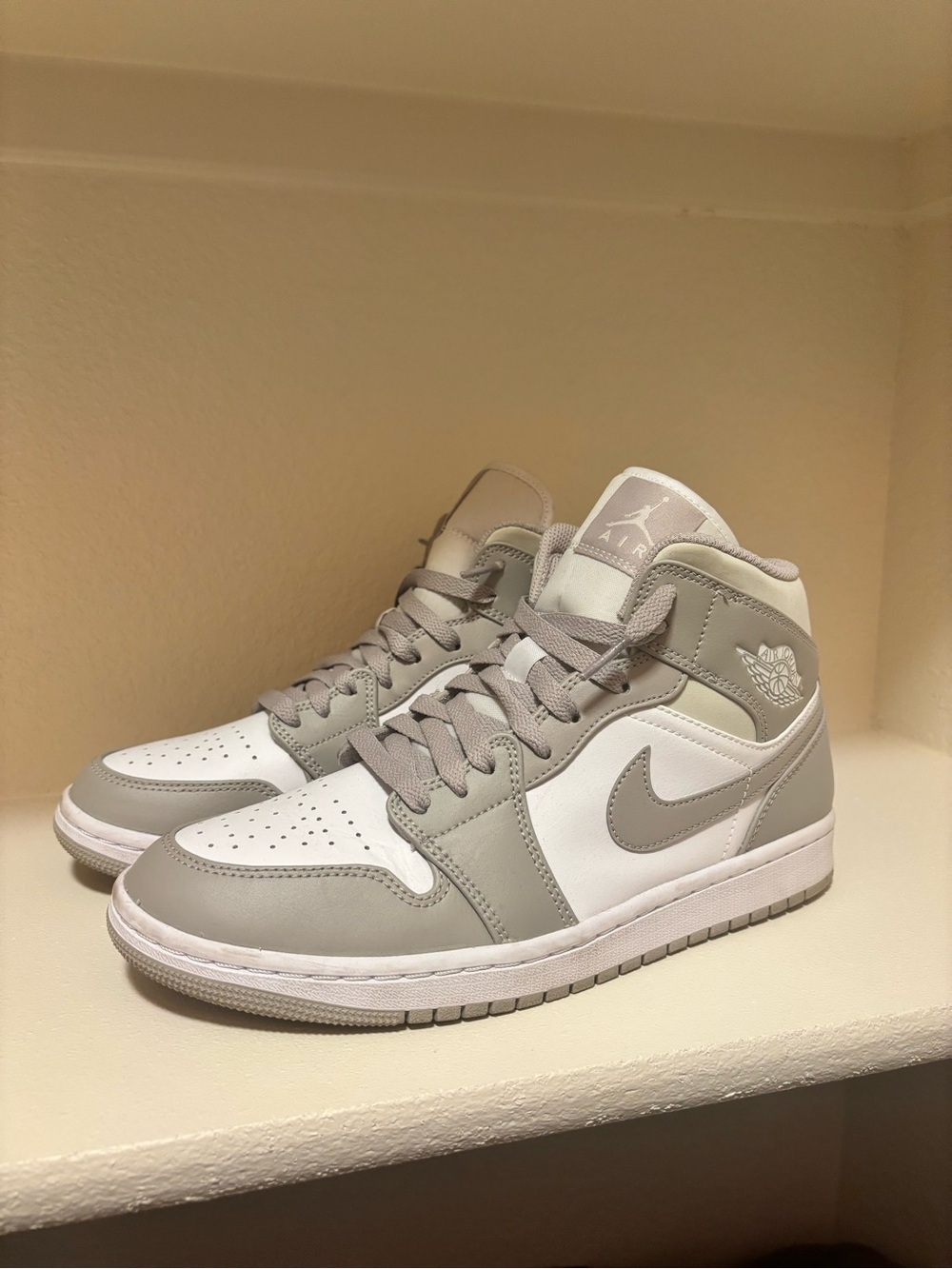 Nike Air Jordan 1 Mid White & Light Grey Sneakers